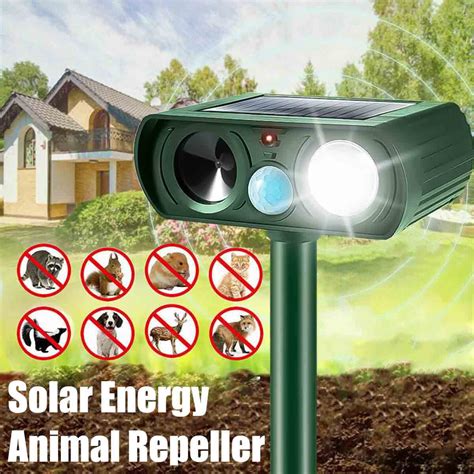 Solar Animal Repellent Ultrasonic Deer Repeller Cat Deterrent Outdoor ...