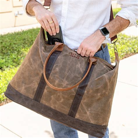 Men's Personalized Waxed Canvas Weekender Bag - Marleylilly