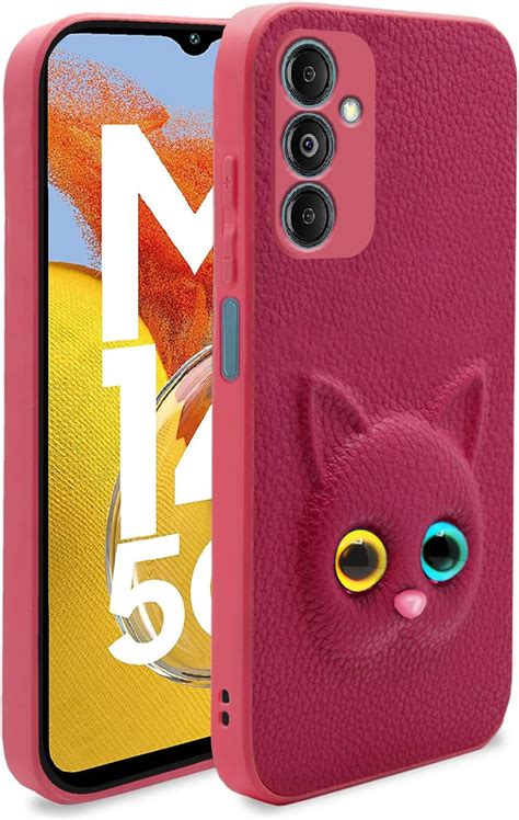 Pikkme Samsung Galaxy M14 5G Back Cover for Girls | Cute Cat Leather ...