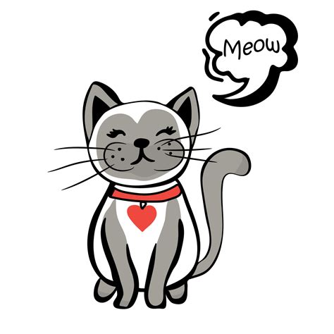 Cute cat says meow 16119708 Vector Art at Vecteezy