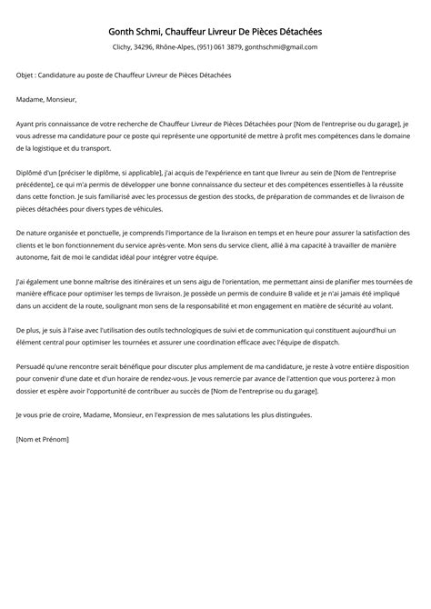 Chauffeur Livreur De Pièces Détachées Exemples de lettres de motivation (modèle et 20+ conseils)