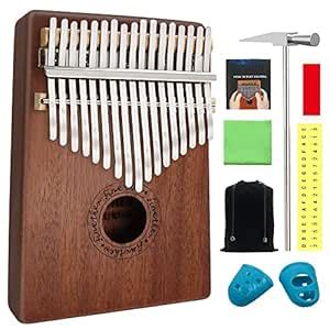 AHongem 17 Keys Mahogany Kalimba Thumb Piano Wood Mbira Sanza Finger ...