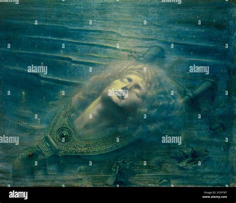Jean Delville - The Death of Orpheus - 1893 - painting depicting Orpheus head in a submerged ...
