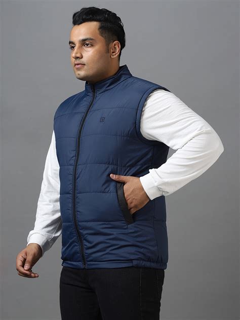 Plus Men's Blue Sleeveless Zippered Puffer Jacket – Urbano Fashion