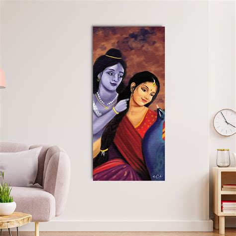Divine Aura of Radha Krishna Original Design Canvas Printed Wall ...
