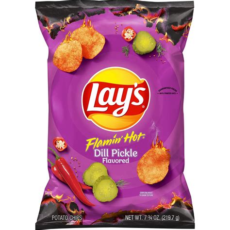 Lay's Flamin' Hot Dill Pickle Flavored Potato Chips, 7.75 oz Bag ...