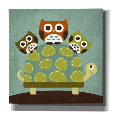 Millwood Pines Three Owls on Turtle by Nancy Lee - Wrapped Canvas Print ...