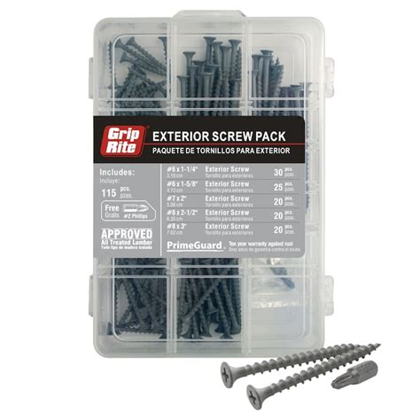 Grip-Rite Multiple Colors/Finishes Assorted Exterior Screw Kit (115 ...
