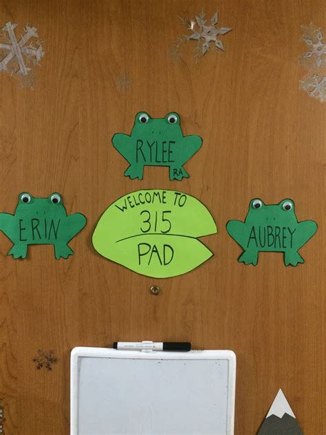 Frog RA door decs Dorm Name Tags, Door Decs College, Ra College, Res ...