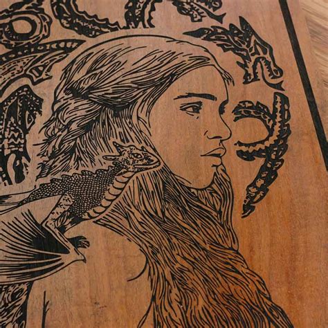 Game of Thrones Carved Wooden Poster| Dragon Queen Khaleesi Wood Decor ...