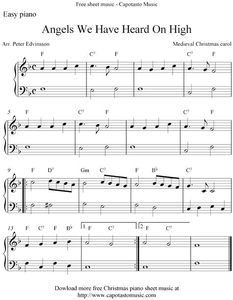 Easy Sheet Music For Beginners: Free Christmas piano sheet music solo ...