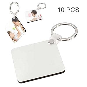 Asosmos 10Pcs Square Blank MDF Board Sublimation Printing Keyrings for ...