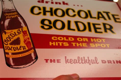 RARE 1950s CHOCOLATE SOLDIER SODA POP DEALER 2-SIDED PAINTED METAL ...
