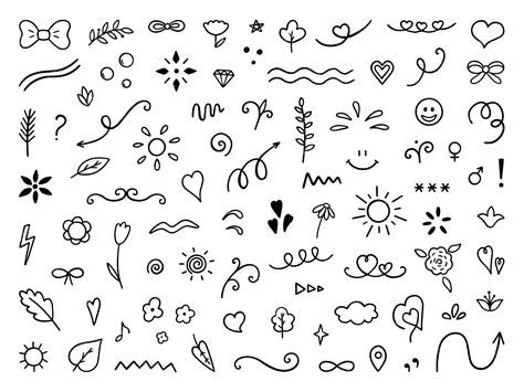 Elementy abstrakcyjne doodle Ręcznie rysowane dekoracyjne ilustracje w ...