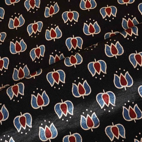 Buy Black Ajrakh Print Mashru Silk Fabric at TradeUNO – TradeUNO Fabrics