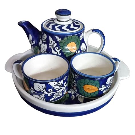 Buy India Meets India Hand-painted Ceramic Kettle Set of 1 Kettle 2 ...