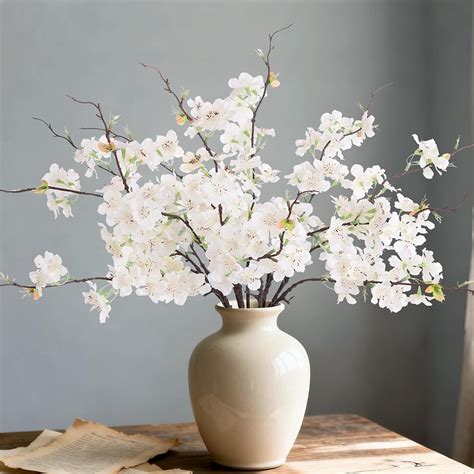 12 PCS Faux Cherry Blossom Branches – 18.1 Inch Artificial Flowers for ...