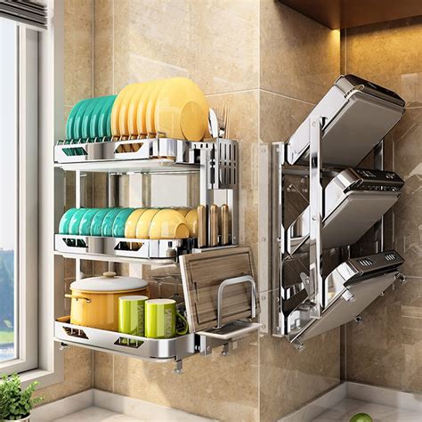 Amazon.com - ANram 304 Stainless Steel Wall-Mounted Dish Drying Rack ...