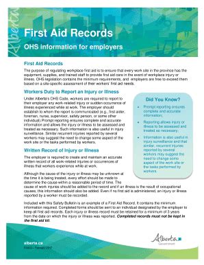 Alberta First Aid Records Form - Fill Out, Sign & Share Online | pdfFiller