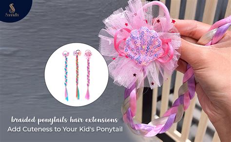 SANNIDHI® 3pcs Girls Braids Ponytails Hair Extensions,Rubber Band ...