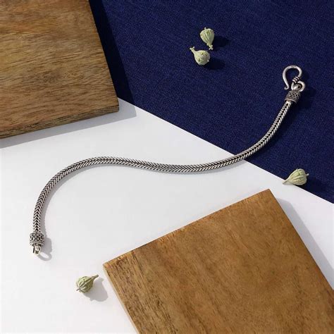 Buy Snake Chain Silver Bracelet for Men Oxidised Style
