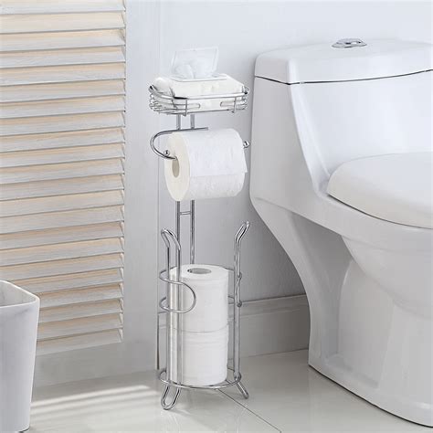 SunnyPoint 26" Chrome Bathroom Toilet Tissue Paper Roll Storage Holder ...