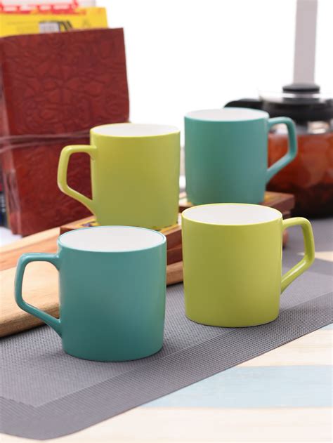 Buy Director Coffee & Tea Mug 220ml, Set of 4, Solid Teal Green – Clay ...