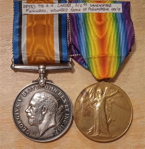 British Victory Medals of the Great War: World War 1 Medal Pair - 38983 PTE AH CARTER - 2/6th ...