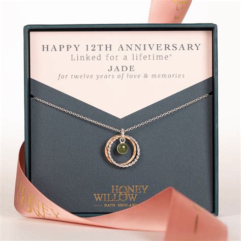 12th Anniversary Gift - Double Link Jade Necklace - Silver & Gold ...