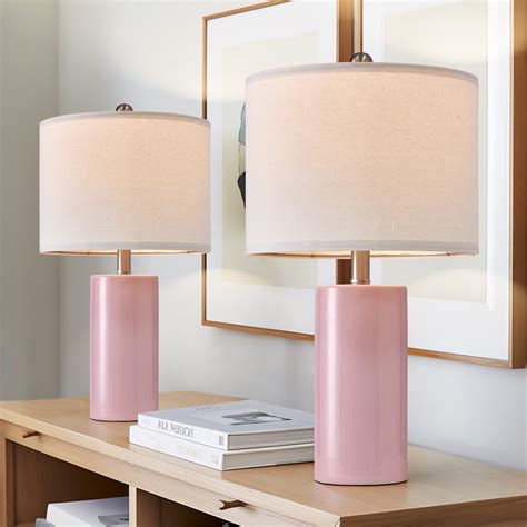 Oneach Ceramic Pink Table Lamps Set of 2 for Living Room Bedroom 22 ...
