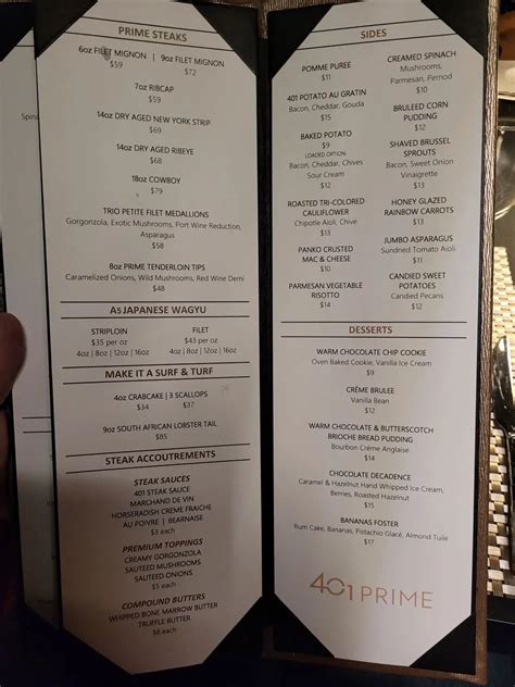 401 Prime Menu - Updated October 2025