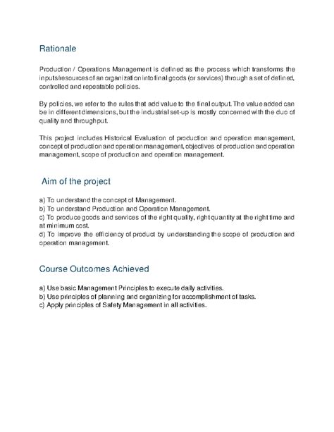 Harsh Management micro project - Rationale Production / Operations ...