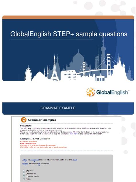 GlobalEnglish STEP Sample Questions | PDF | Linguistics