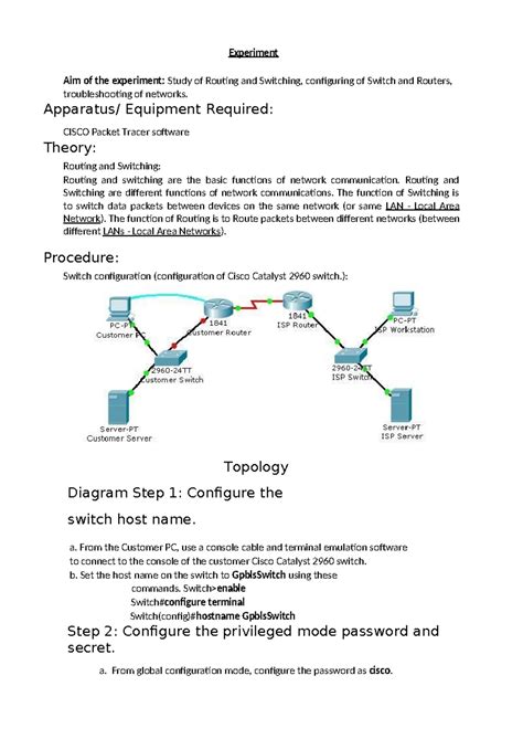 Computer Network - Experiment Notes on Routing & Switching (CIS 101 ...