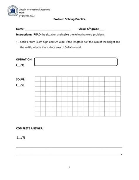 Problem Solving Worksheet 6 Grade 的图像结果