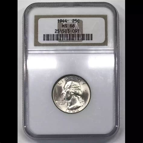 1944 Silver Washington Quarter NGC MS-66 - Old Pueblo Coin