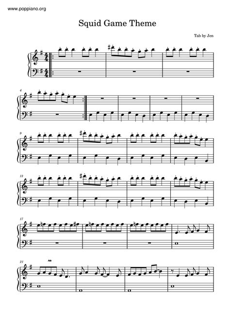 Squid Game-Squid Game Theme Song Sheet Music pdf, - Free Score Download ★