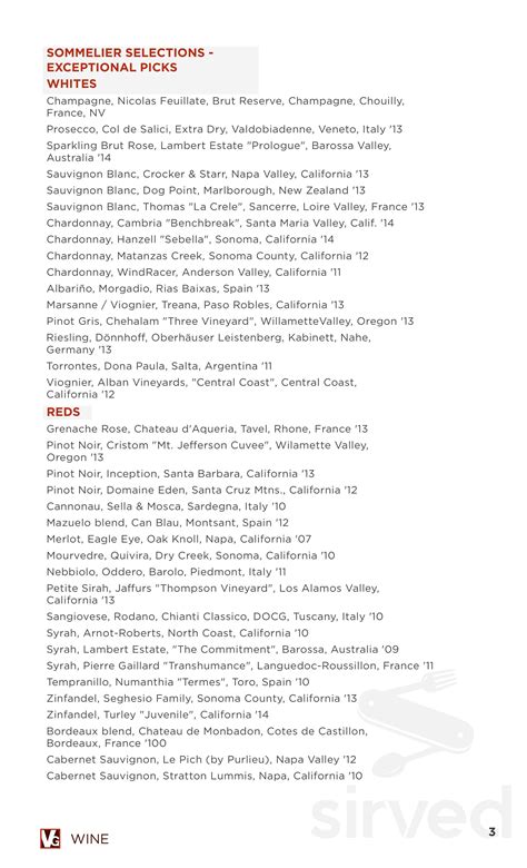 Menu - Las Vegas NV's Vintner Grill | Sirved