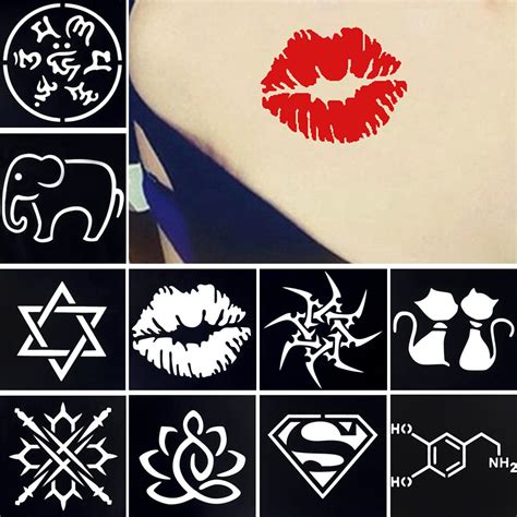 glaryyears 10 Sheets Small Henna Tattoo Stencil Cartoon Painting ...