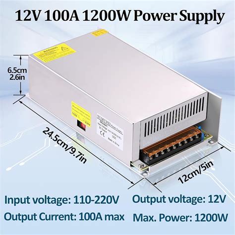 NUOFUWEI DC 12V 100A 1200W Switching Power Supply Adapter PSU India | Ubuy