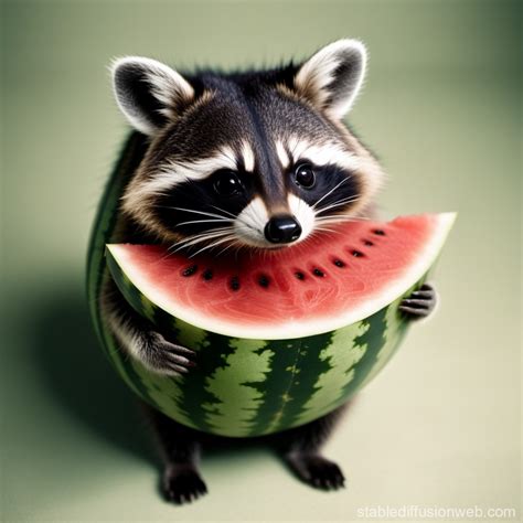 Watermelon-Shaped Raccoon | Stable Diffusion Online