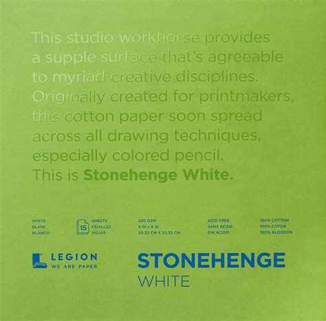 Stonehenge Paper Pad 100% Cotton 250 grms 8 x 8 inch White 15 sheets ...