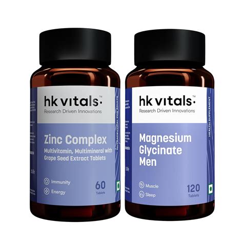 hk vitals Magnesium Glycinate Men (2000mg) 120 Tablets | For Better ...