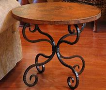Image result for Wrought Iron and Wood Modern Farmhouse End Tables