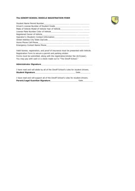 Fillable Online The DINOFF SCHOOL VEHICLE REGISTRATION FORM Fax Email ...