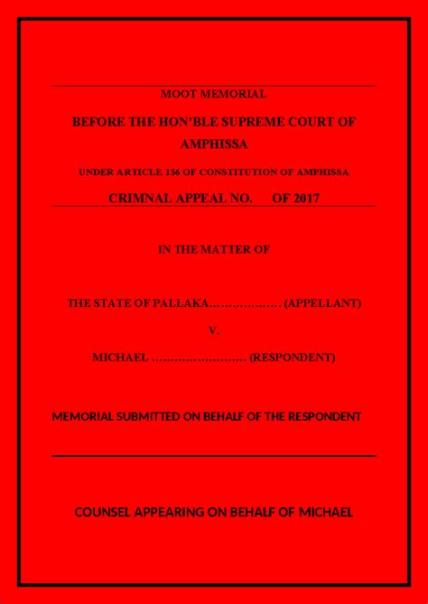 Ramya Defendant MOOT Memorial - MOOT MEMORIAL BEFORE THE HON’BLE ...