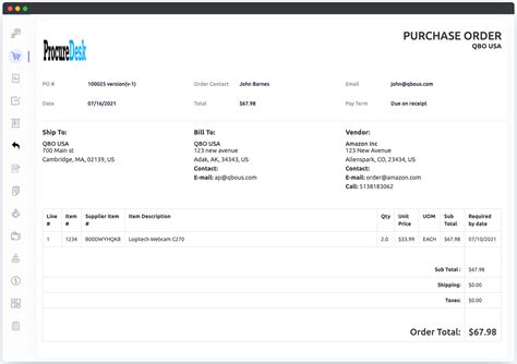 Image result for QuickBooks Purchase Order Example