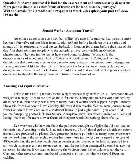 Image result for Model Answer Language Paper 2 Question 5 Article