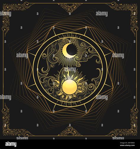Esoteric Illustration of Sun and Moon Isolated on Black. Vector Illustration Stock Vector Image ...