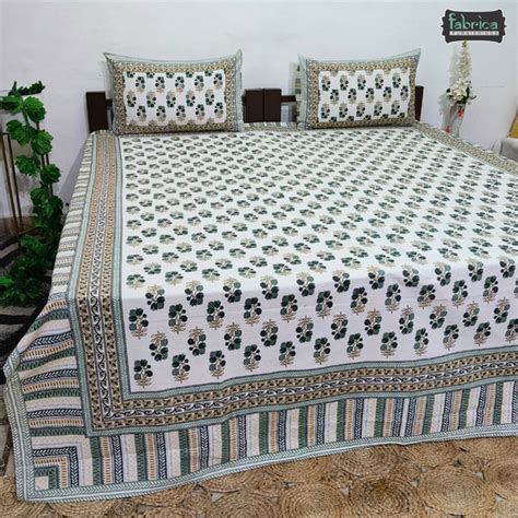 Royal Rajasthani Handblock Print Cotton Double Bed Bed Sheets (93*108 Inch)